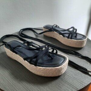 Universal Thread Donny Wedge Platform Heel Laced Espadrille Sandals size 8.5